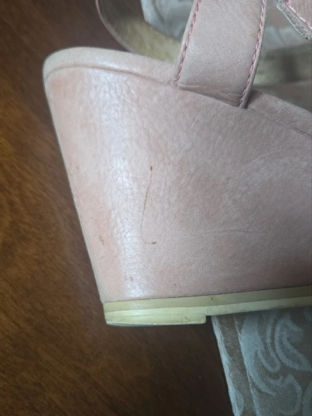 Frye Blush Pink Leather Wedge Sandals